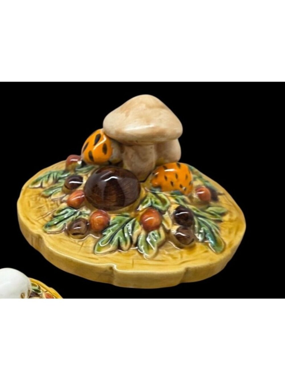 Vintage Lefton Mushroom Forest Canister Replacement Lid Retro Woodland Kitchen